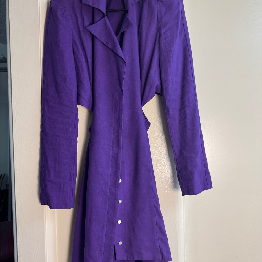 Purple Long Sleeve Ruffled Sheath Dress